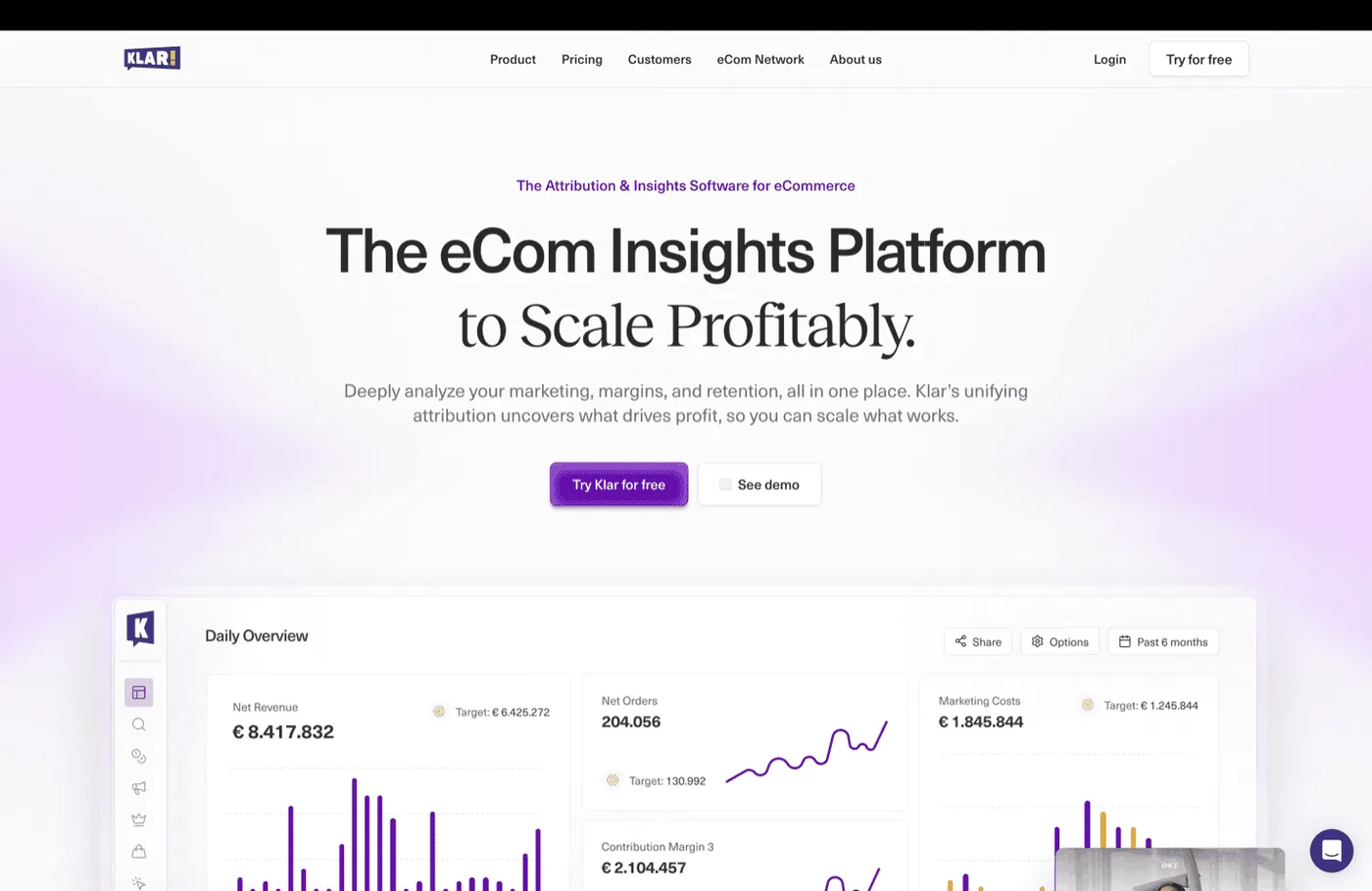Klar attribution and insights platform