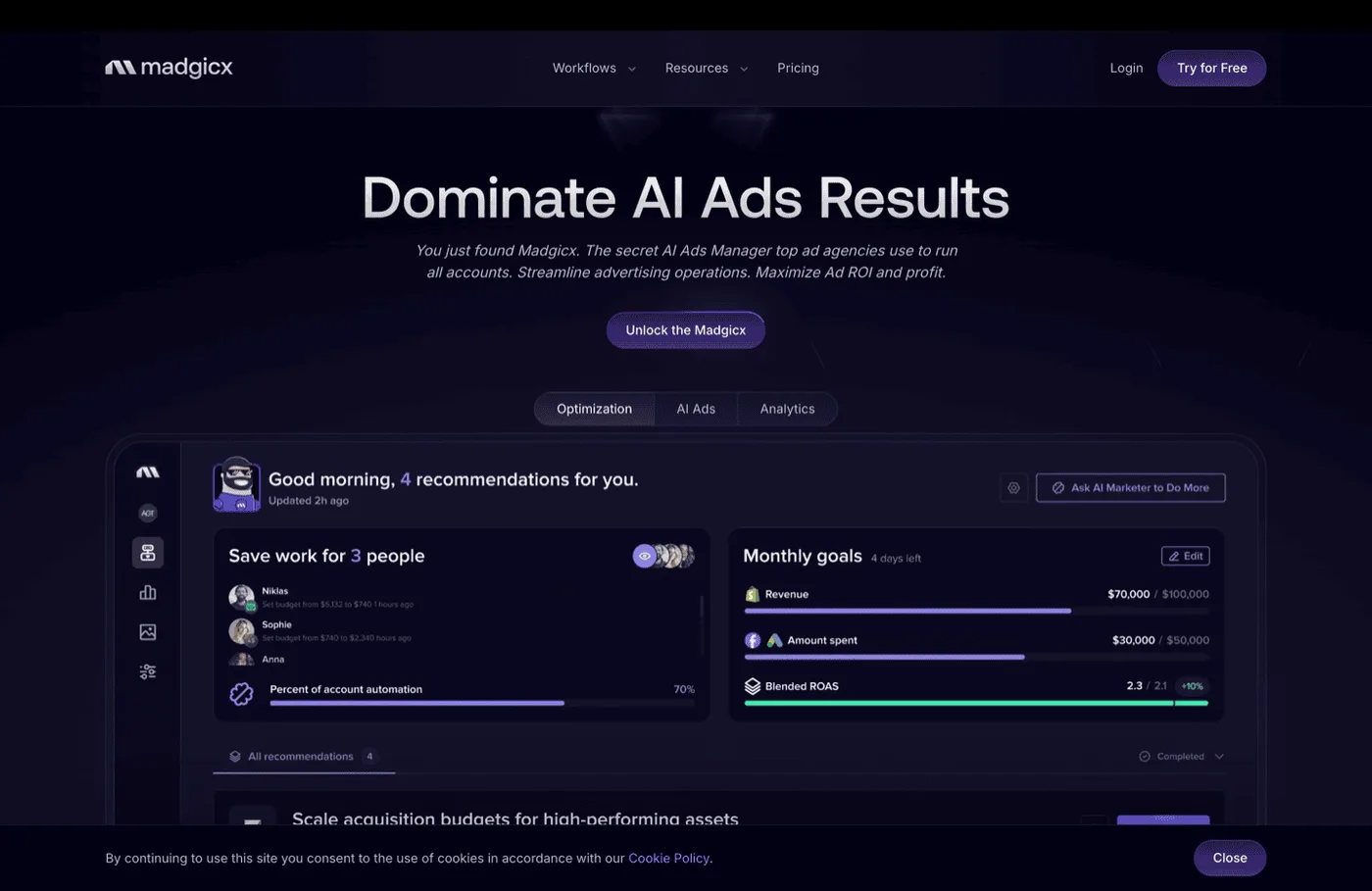 Madgicx Meta ads optimization platform