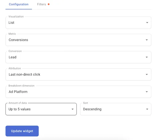 New List widget type in SegmentStream dashboards