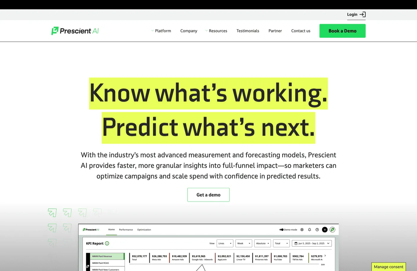 Prescient AI platform screenshot