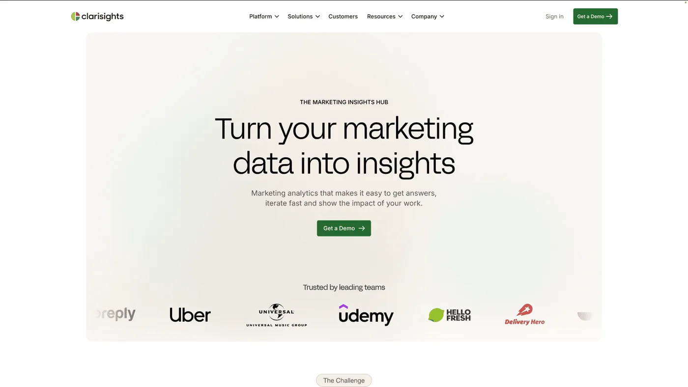 Clarisights enterprise marketing analytics platform