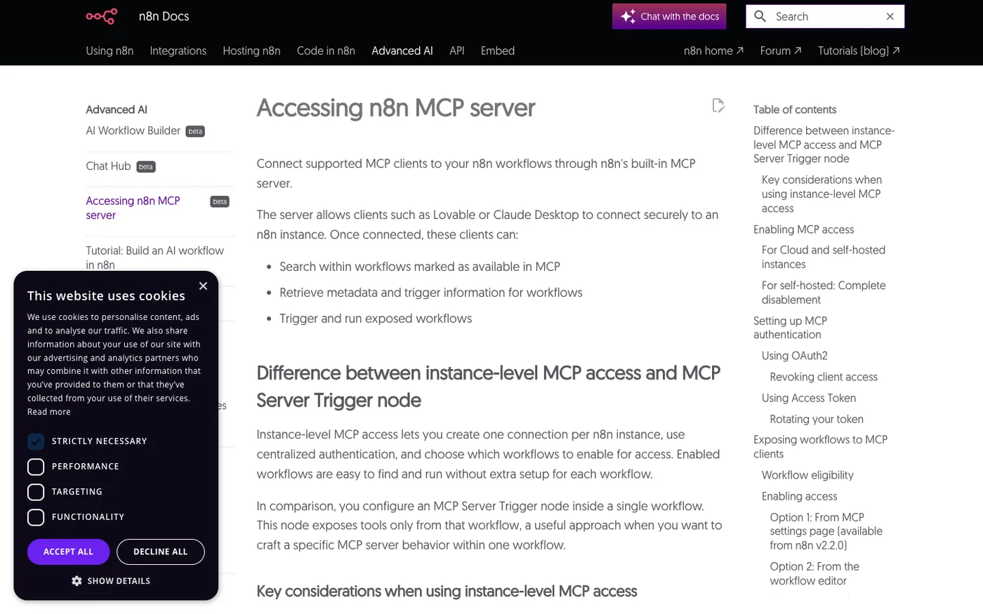 n8n MCP server documentation
