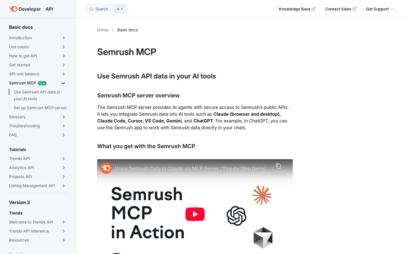 Semrush MCP server documentation