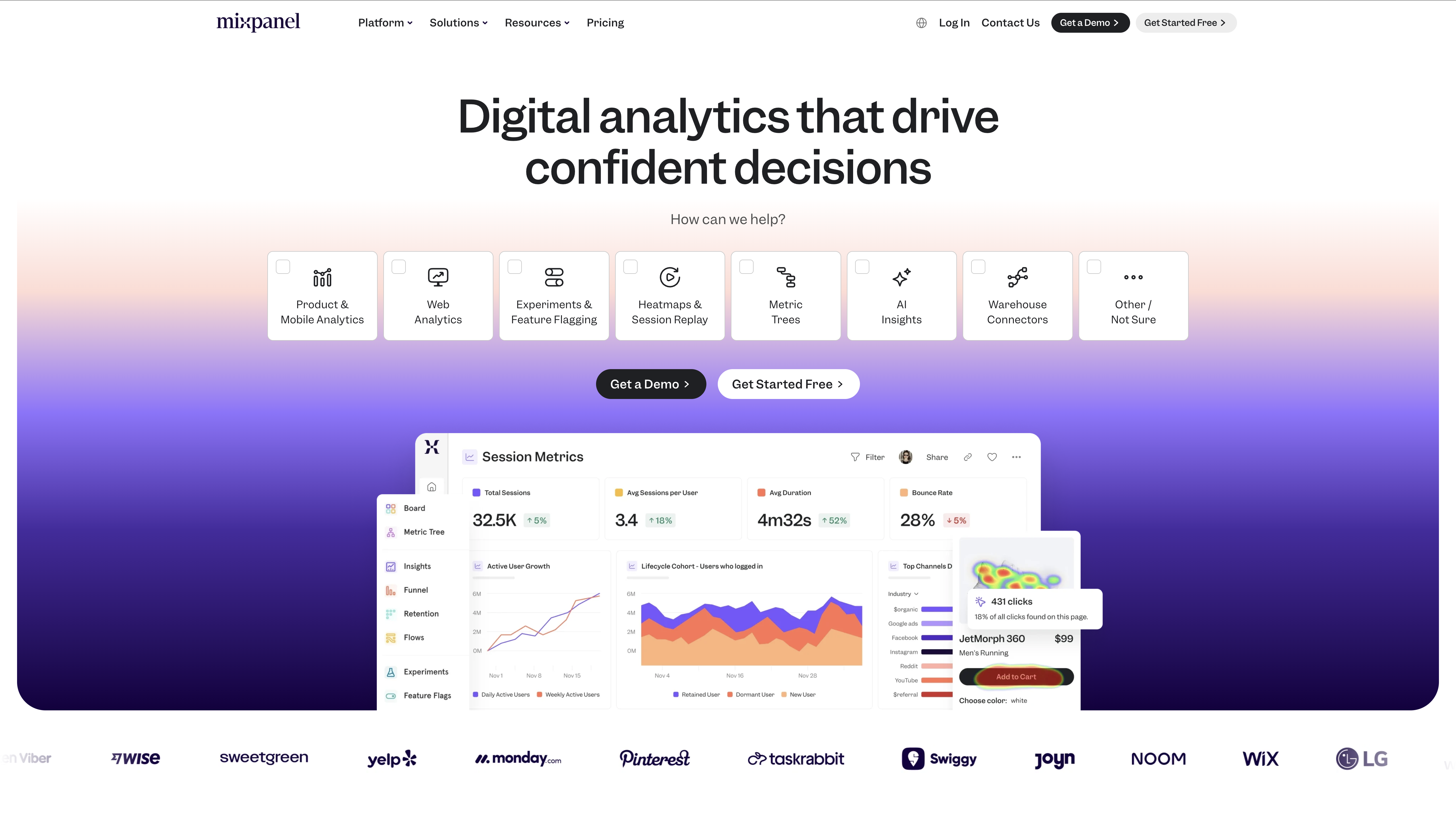 Mixpanel product analytics platform
