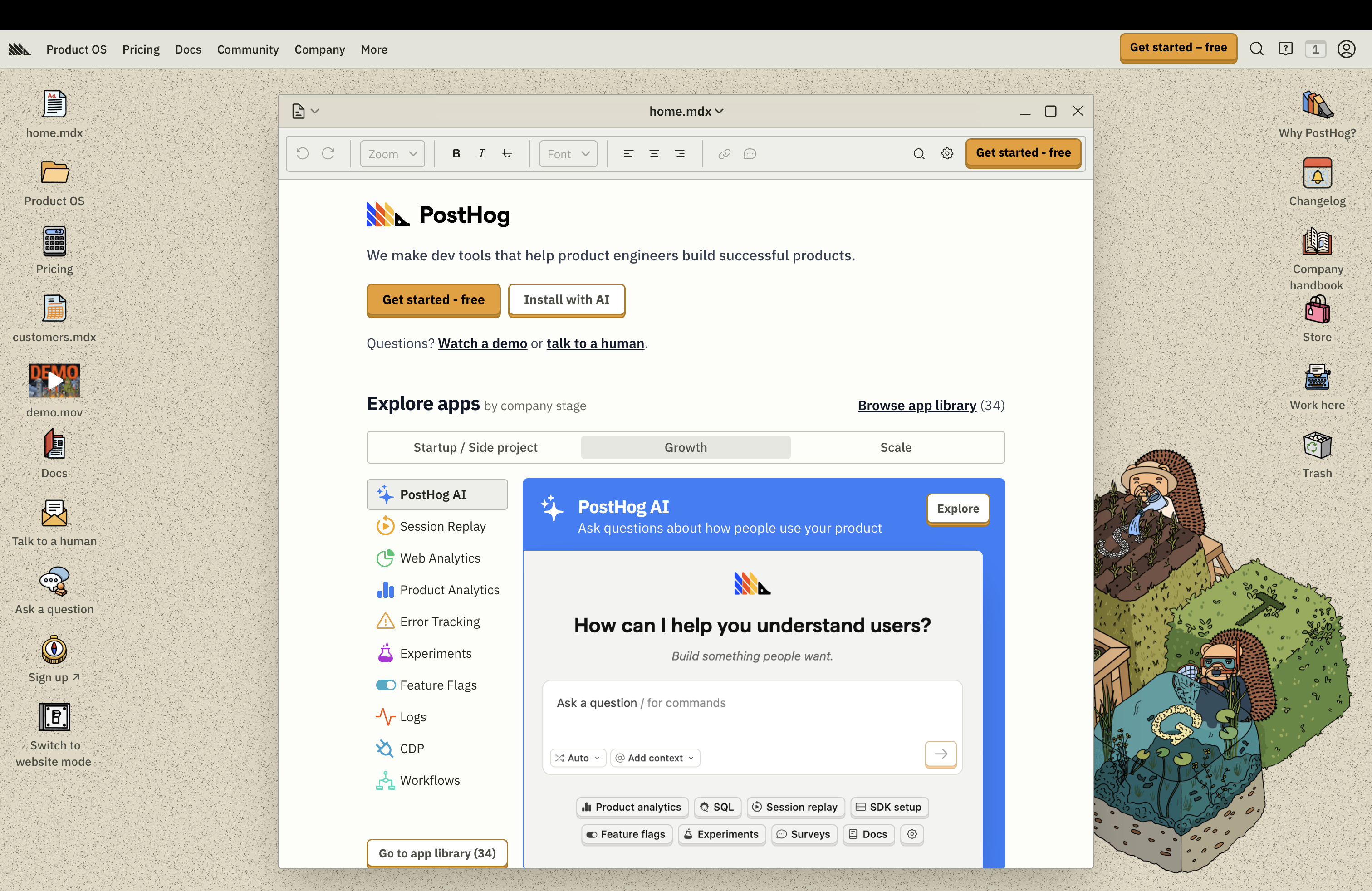 PostHog developer analytics platform