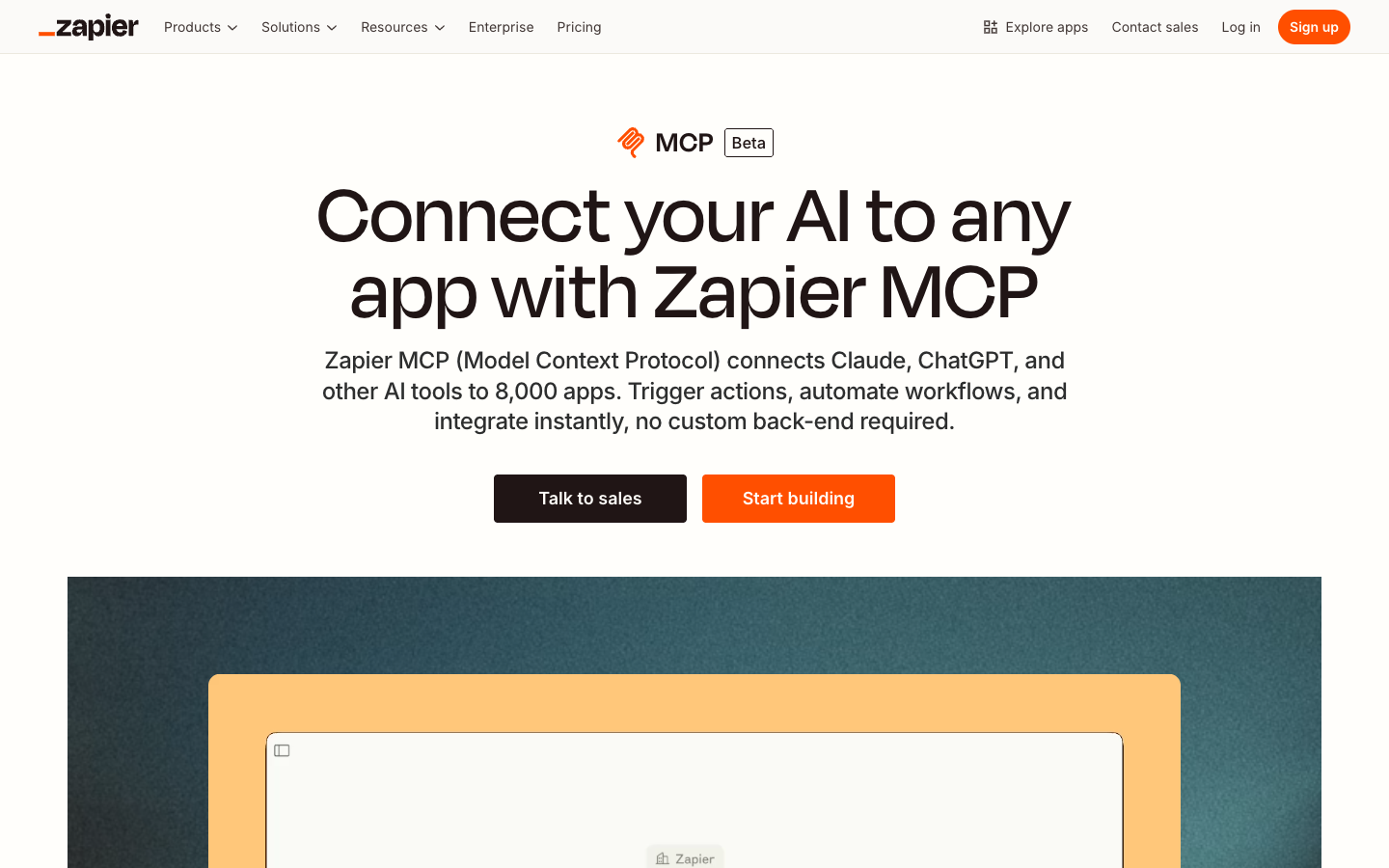 Zapier MCP server page