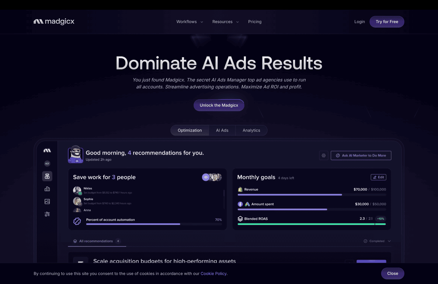 Madgicx Meta ads optimization platform