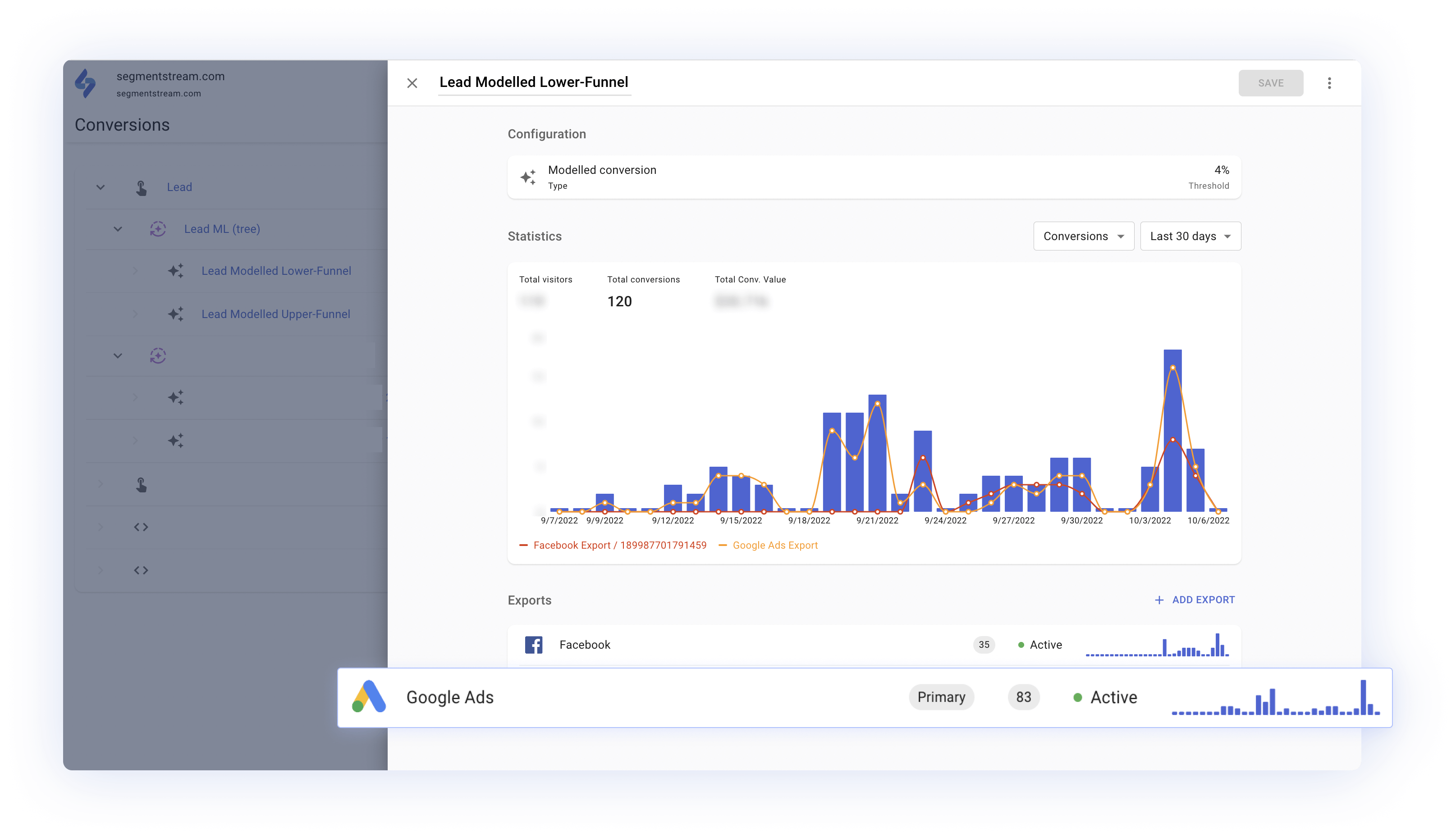 Primary/Secondary Conversion Action in SegmentStream Export