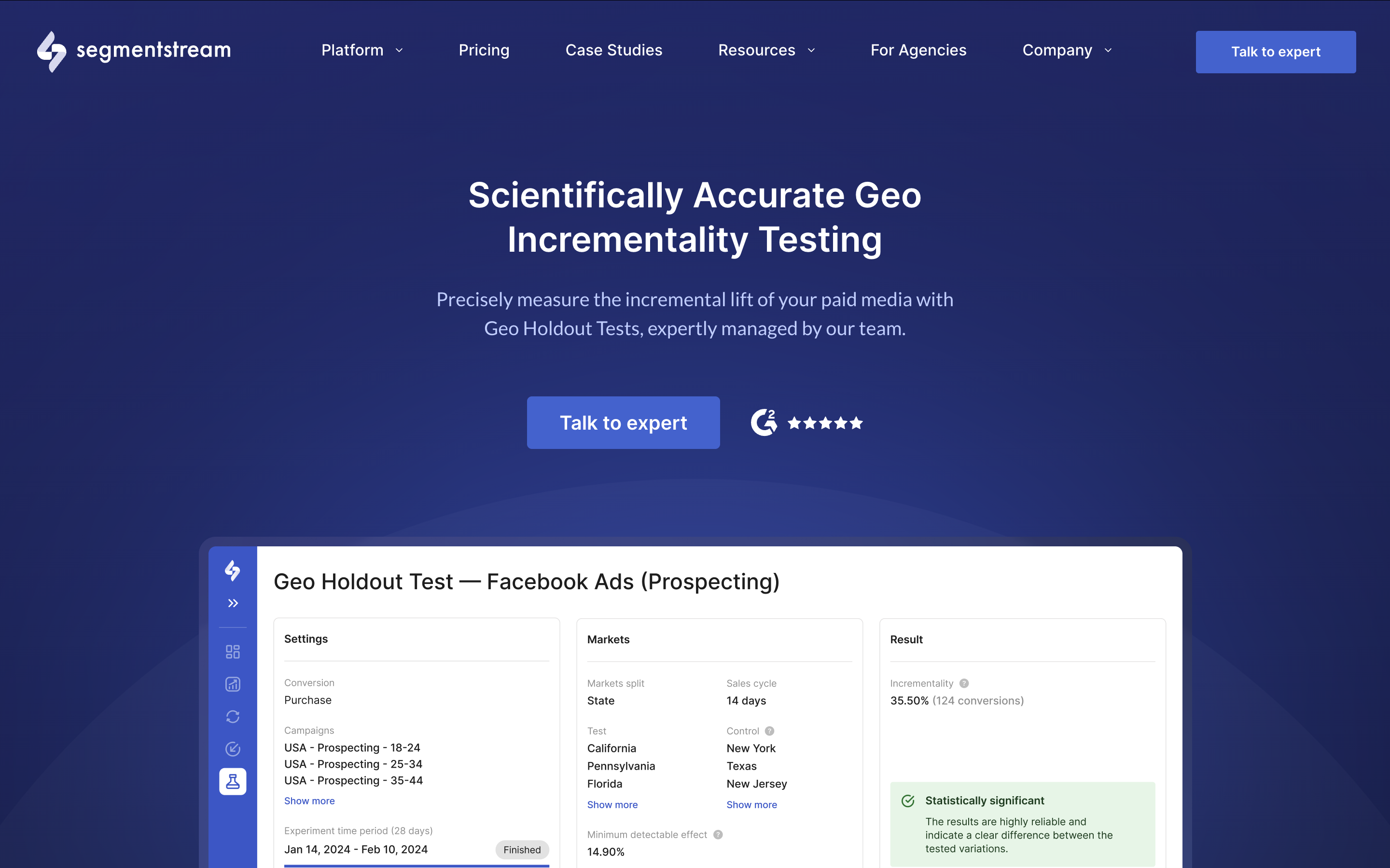SegmentStream Marketing Incrementality Testing Platform
