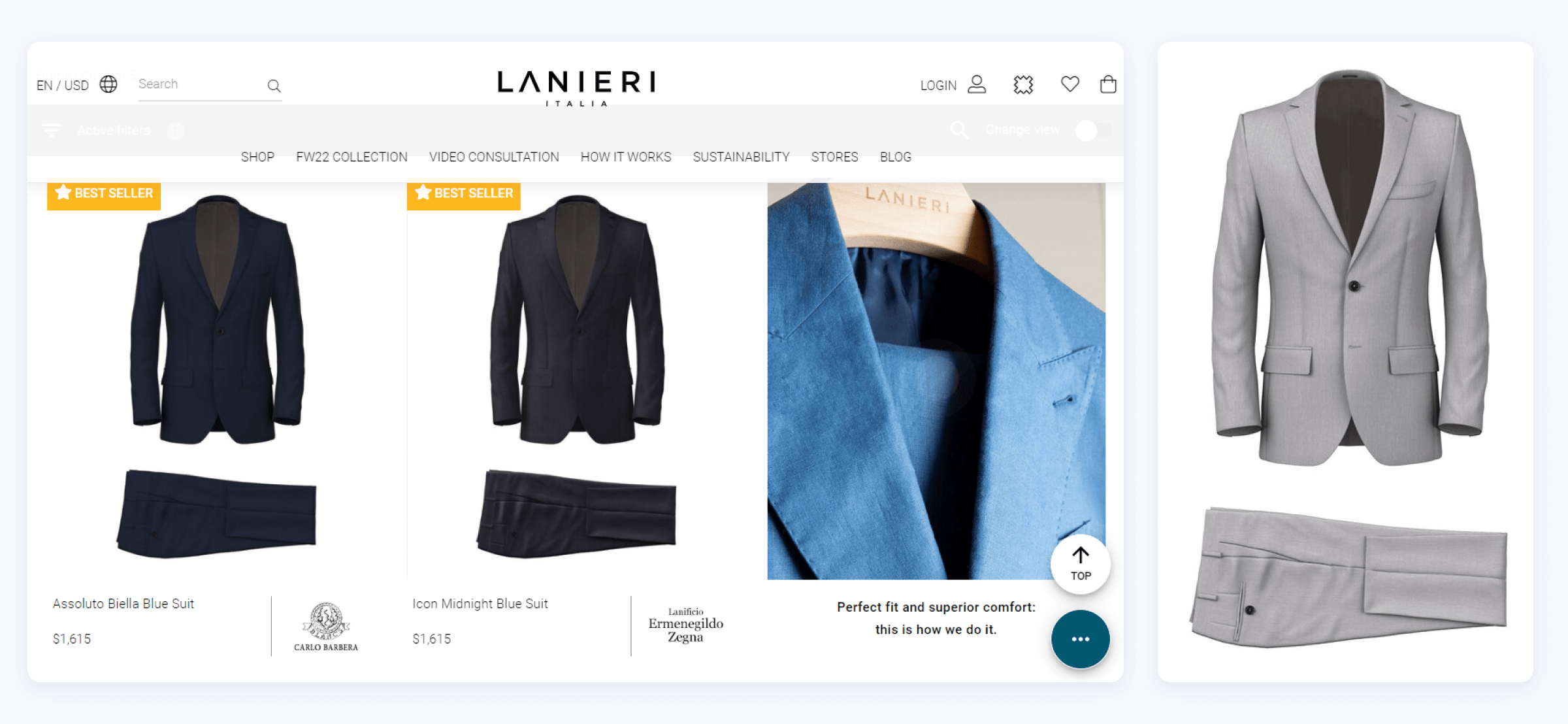 SegmentStream's client Lanieri - custom men's clothing company