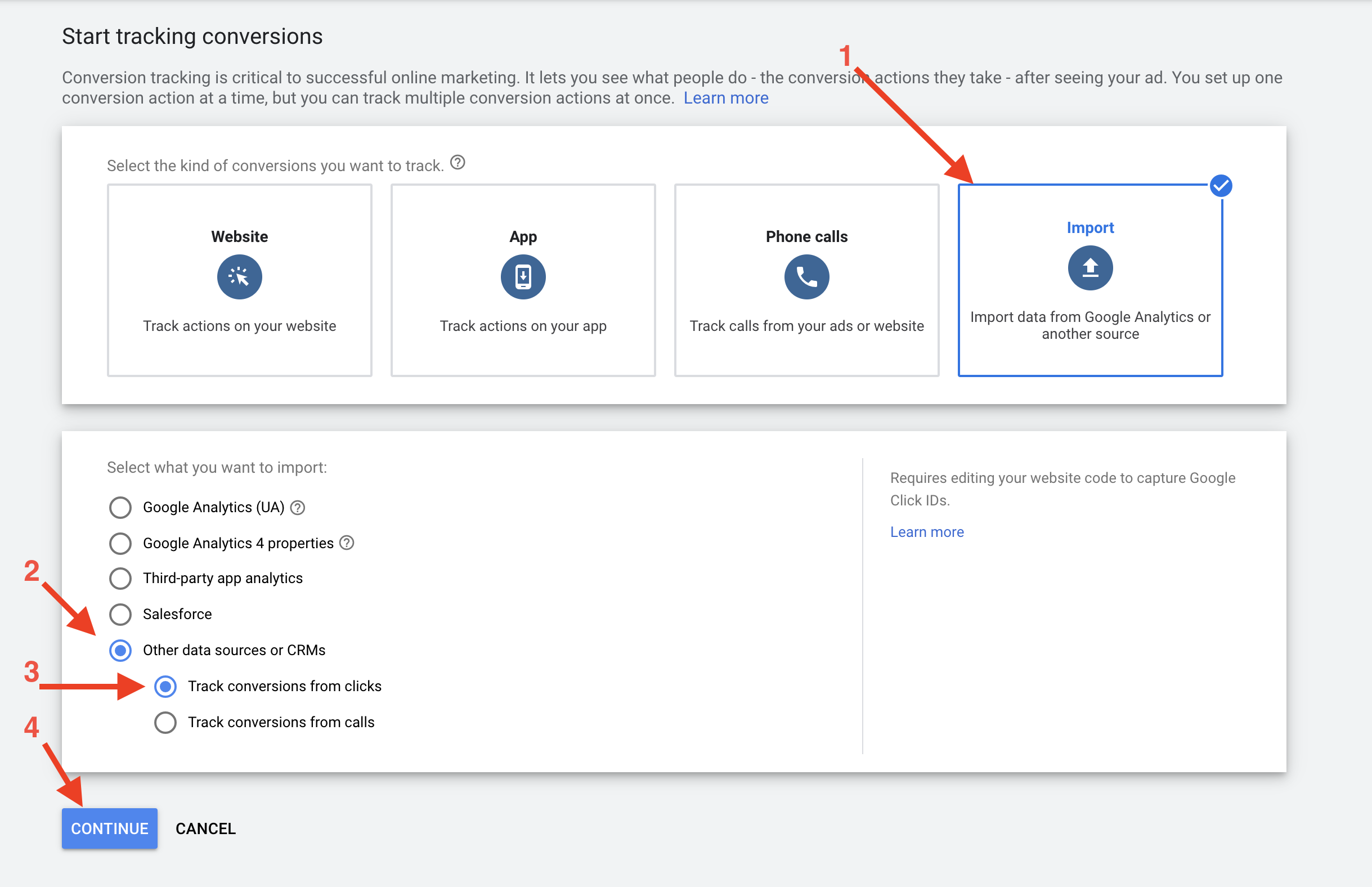 Import conversions to Google Ads calculated by external platform